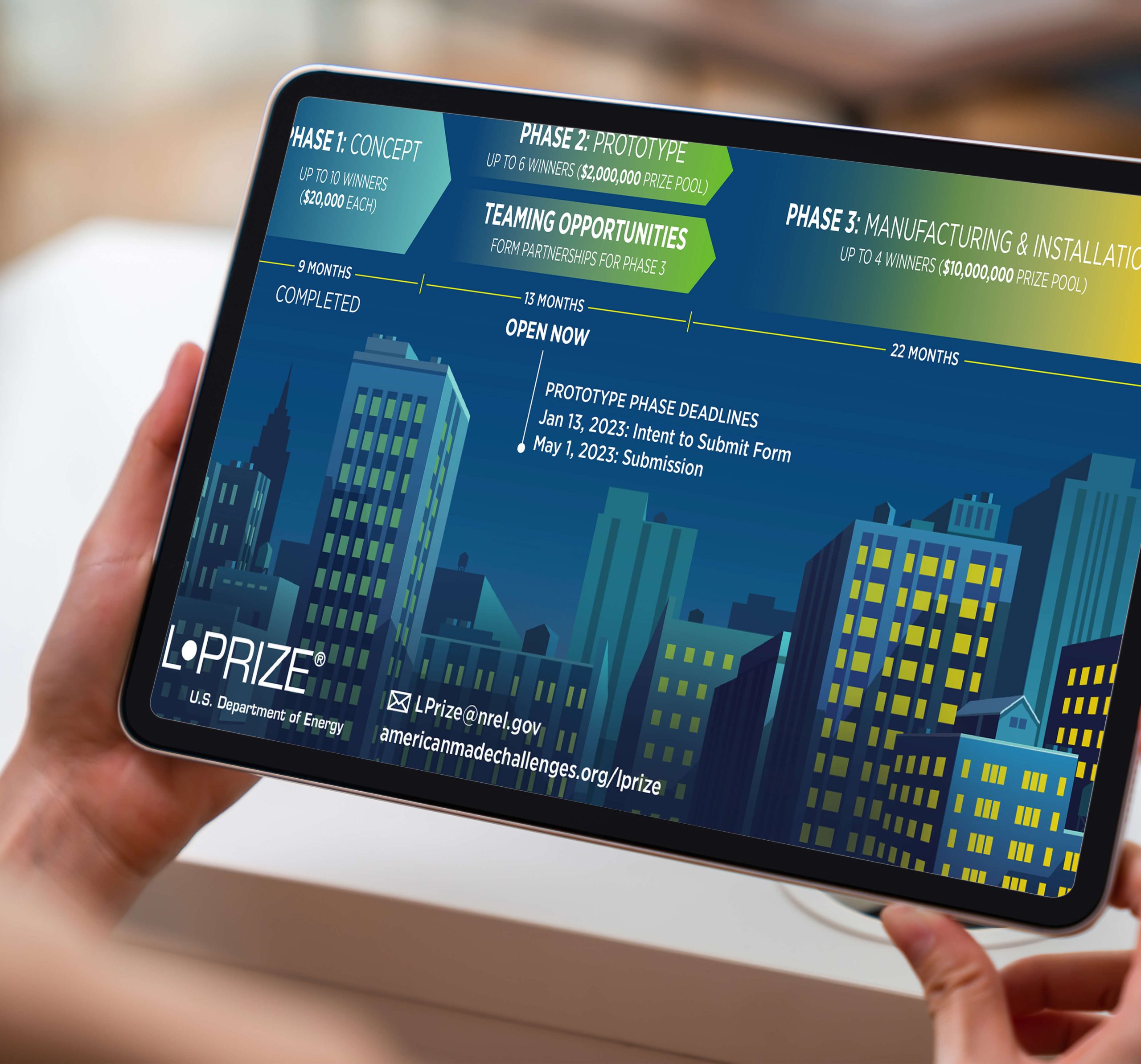 L•Prize competition web graphics